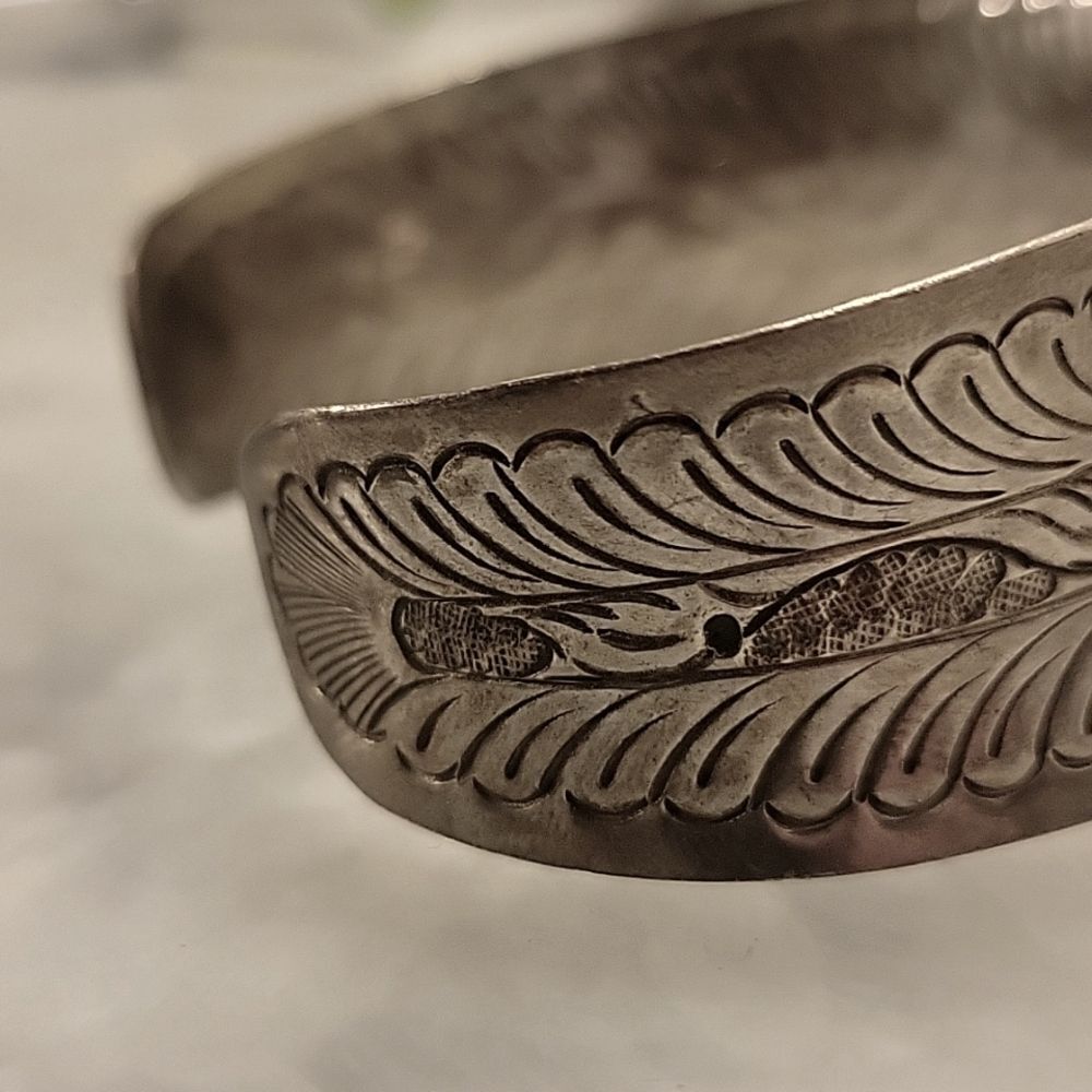 Vintage Native Sterling Silver Art Noveau Cuff SouthWestern Boho Bracelet Bangle - Picture 5 of 13